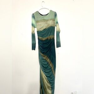Green mirage maxi long Sleeve tik tok trendy dress up dress SHEIN